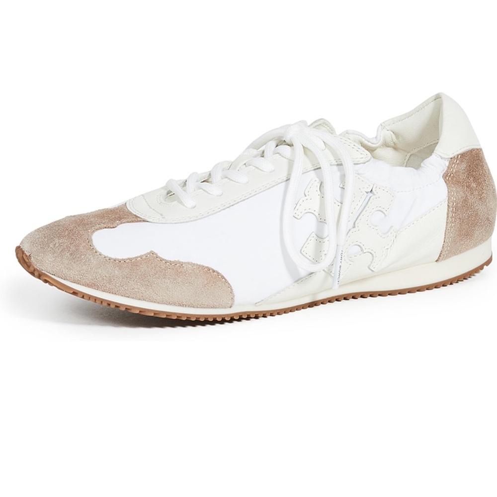 Tory Burch Double T Trainer Sneakers Shoes Suede Leather